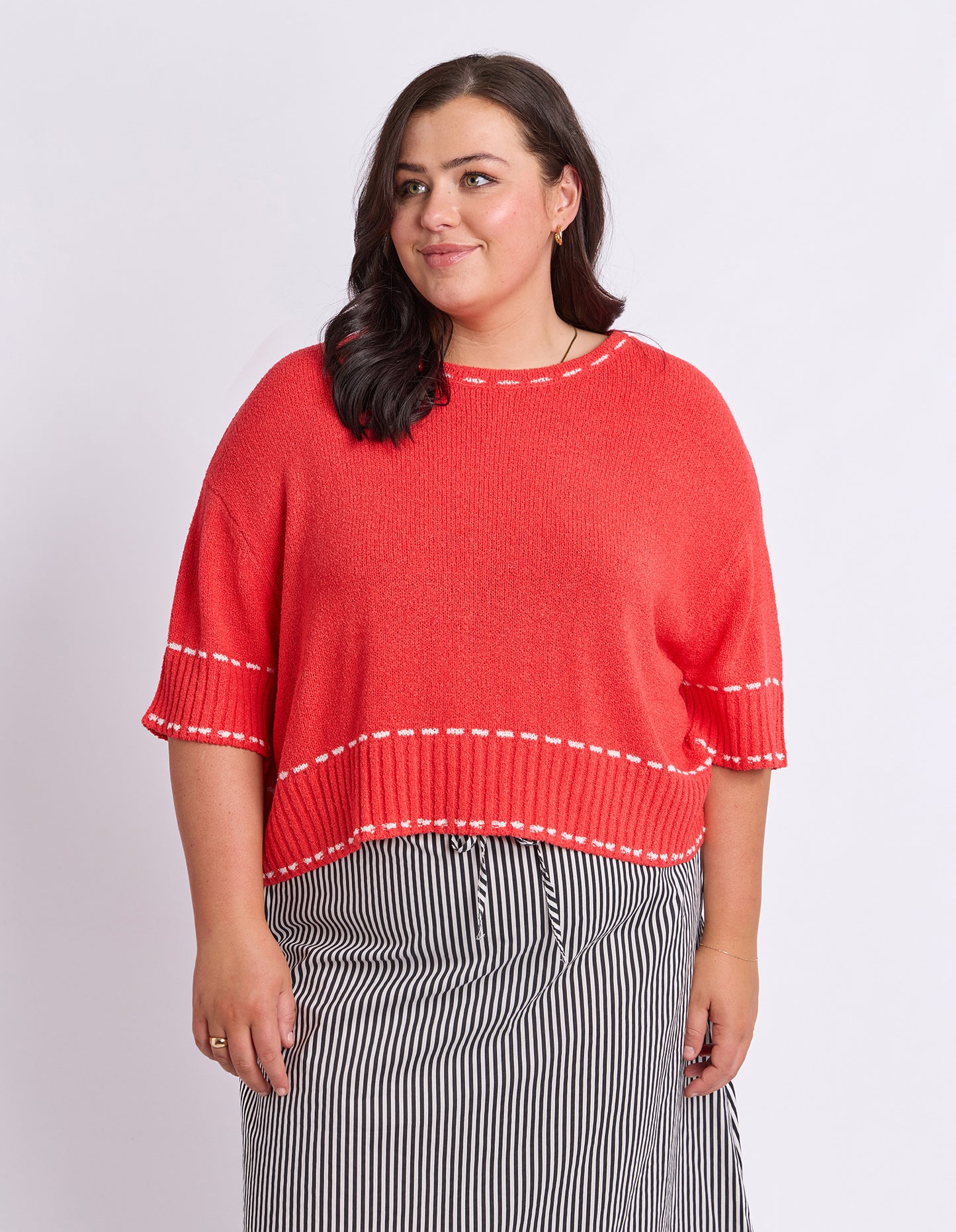 Elm Honey Knit Top - Tangelo | Boxy Fit Everyday Knit