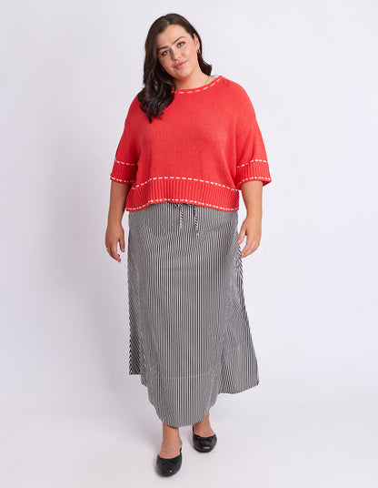 Elm Honey Knit Top - Tangelo | Boxy Fit Everyday Knit