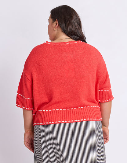 Elm Honey Knit Top - Tangelo | Boxy Fit Everyday Knit