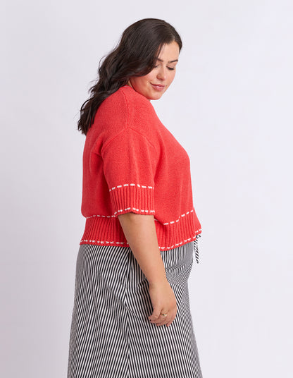 Elm Honey Knit Top - Tangelo | Boxy Fit Everyday Knit
