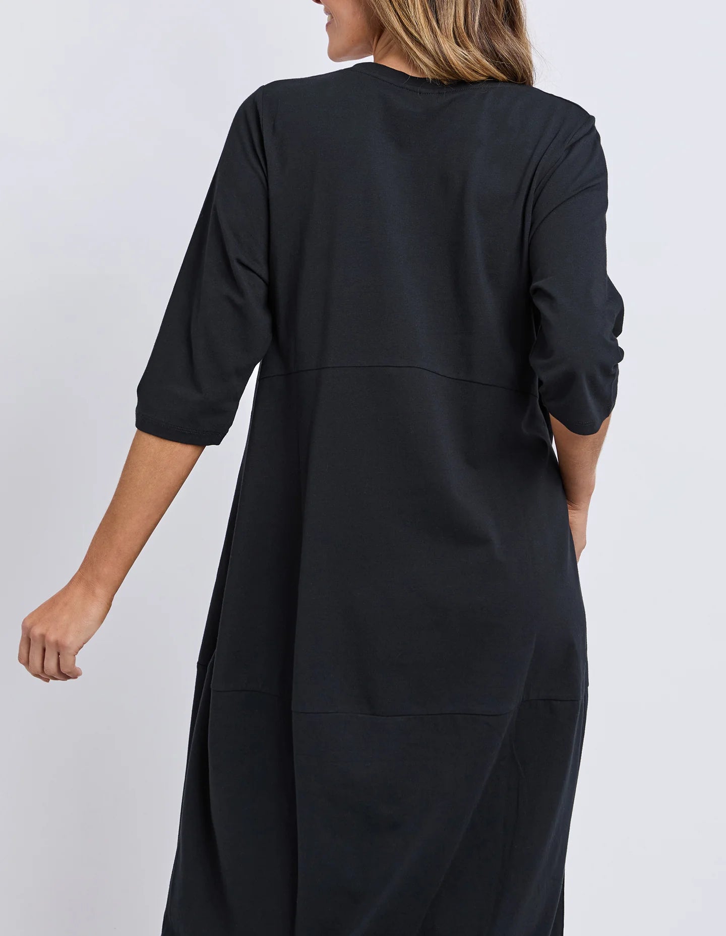 Elm Diana Dress 3/4 Sleeve - Black | Women's Everyday Cotton Dress