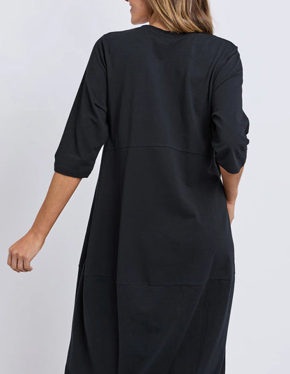 Elm Diana Dress 3/4 Sleeve - Black | Women's Everyday Cotton Dress