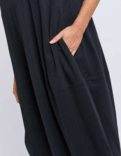 Elm Diana Dress 3/4 Sleeve - Black | Women's Everyday Cotton Dress