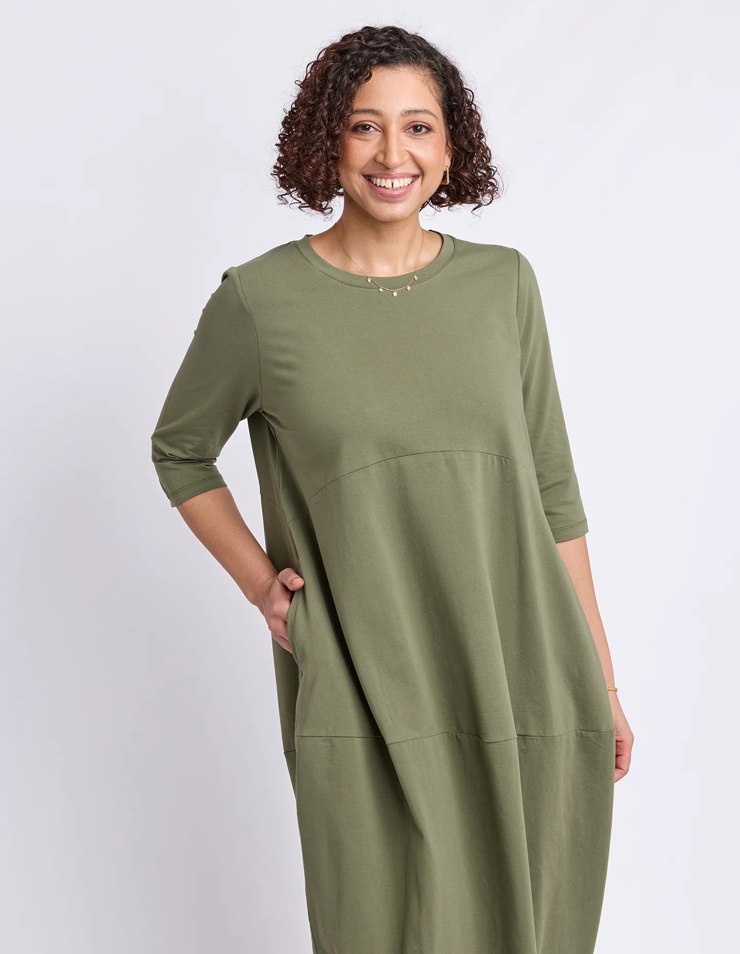 Elm Diana Dress 3/4 Sleeve - Clover | Women's Everyday Cotton Dress