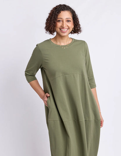 Elm Diana Dress 3/4 Sleeve - Clover | Women's Everyday Cotton Dress