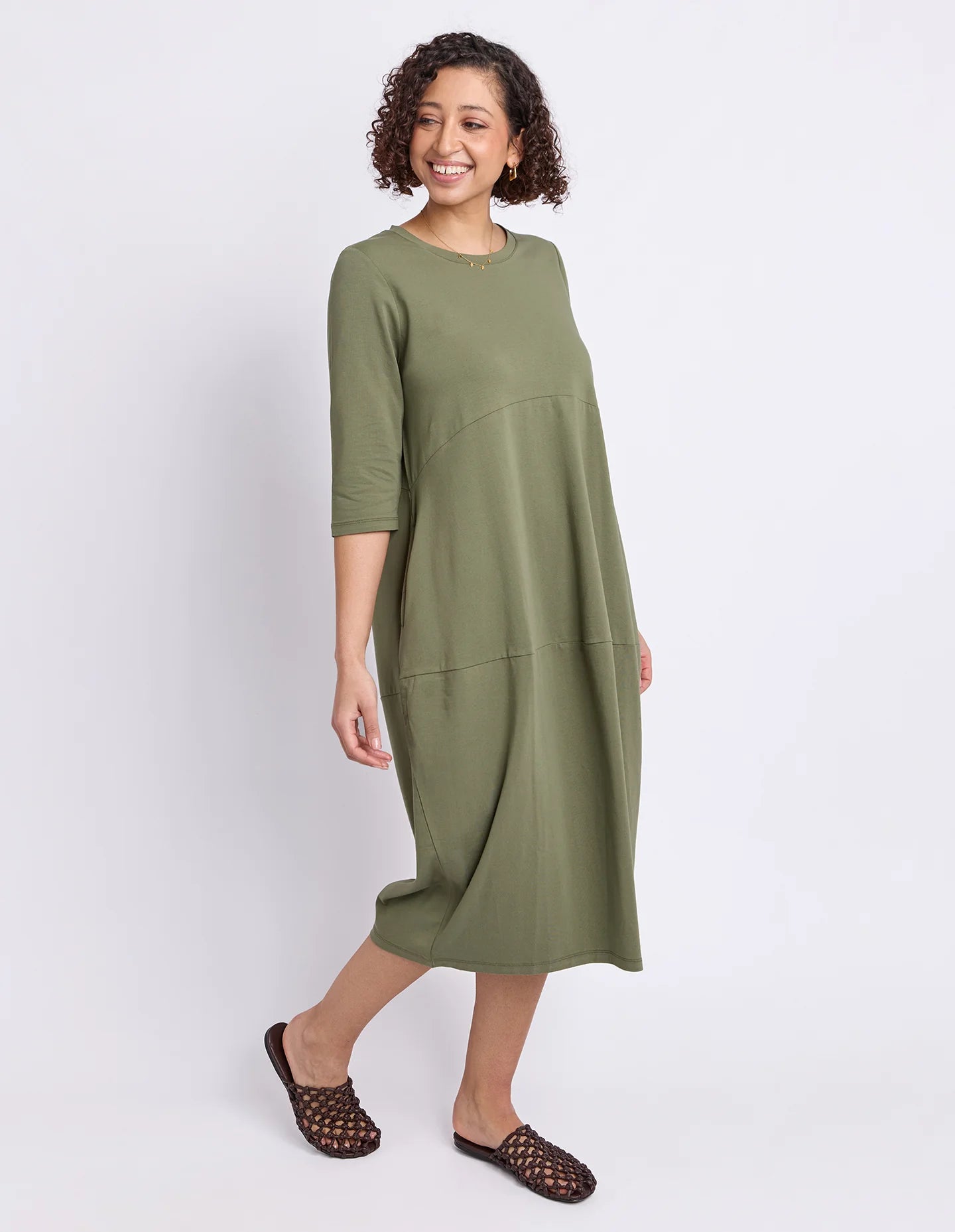 Elm Diana Dress 3/4 Sleeve - Clover | Women's Everyday Cotton Dress