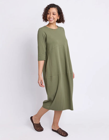Elm Diana Dress 3/4 Sleeve - Clover | Women's Everyday Cotton Dress