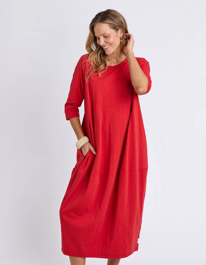 Elm Diana Dress 3/4 Sleeve - Cranberry | Women's Everyday Cotton Dress