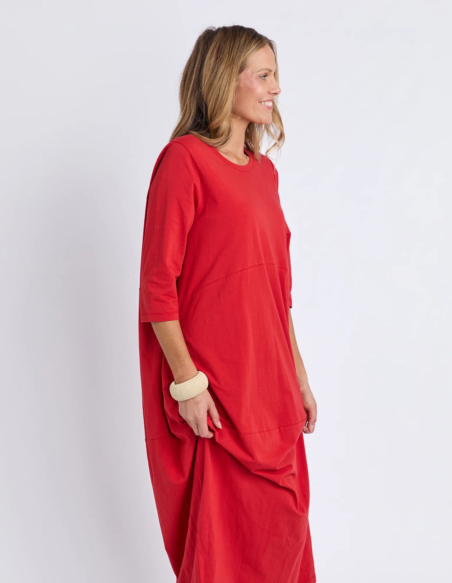 Elm Diana Dress 3/4 Sleeve - Cranberry | Women's Everyday Cotton Dress