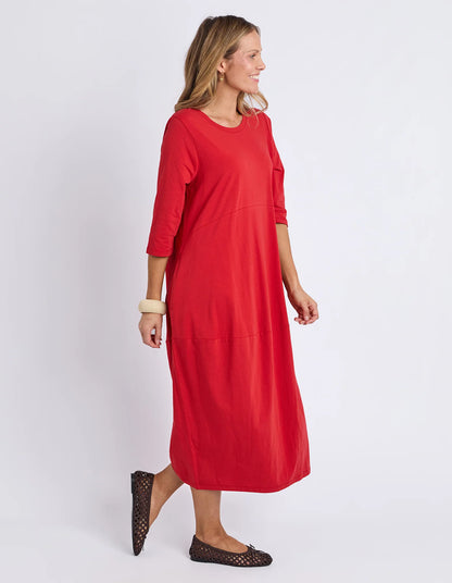 Elm Diana Dress 3/4 Sleeve - Cranberry | Women's Everyday Cotton Dress