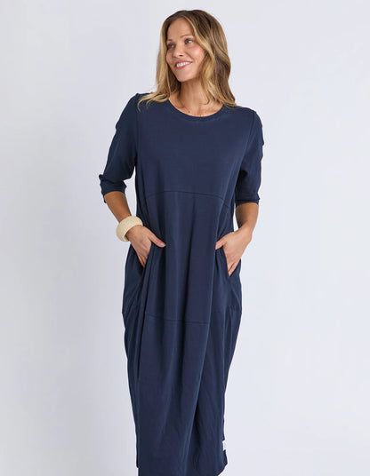 Elm Diana Dress 3/4 Sleeve - Navy | Women's Everyday Cotton Dress