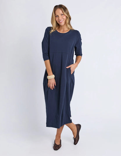 Elm Diana Dress 3/4 Sleeve - Navy | Women's Everyday Cotton Dress