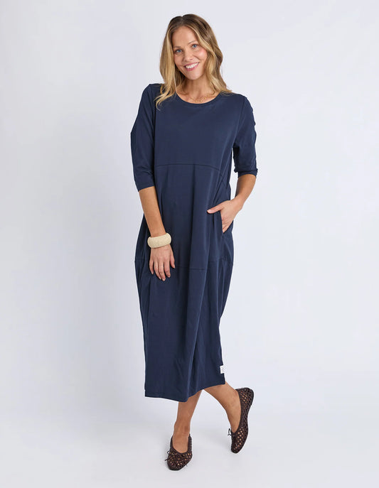 Elm Diana Dress 3/4 Sleeve - Navy | Women's Everyday Cotton Dress