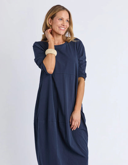 Elm Diana Dress 3/4 Sleeve - Navy | Women's Everyday Cotton Dress