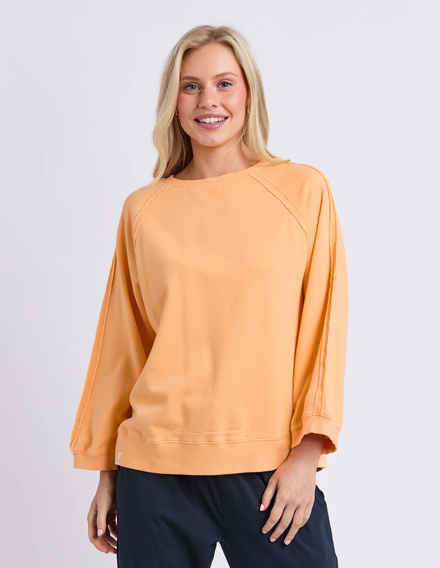 Elm Nessa Sweat - Peach | Relaxed Cotton Fleece Sweatshirt