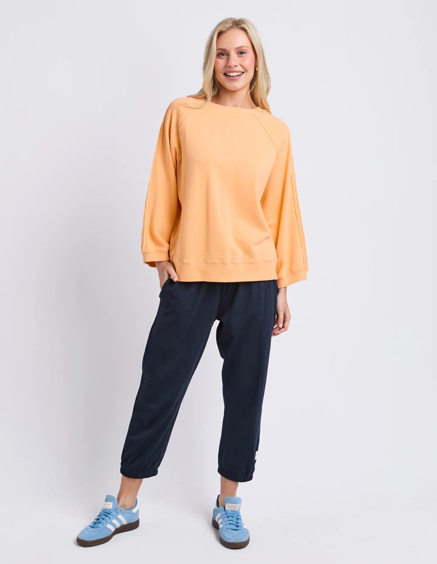 Elm Nessa Sweat - Peach | Relaxed Cotton Fleece Sweatshirt