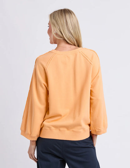 Elm Nessa Sweat - Peach | Relaxed Cotton Fleece Sweatshirt