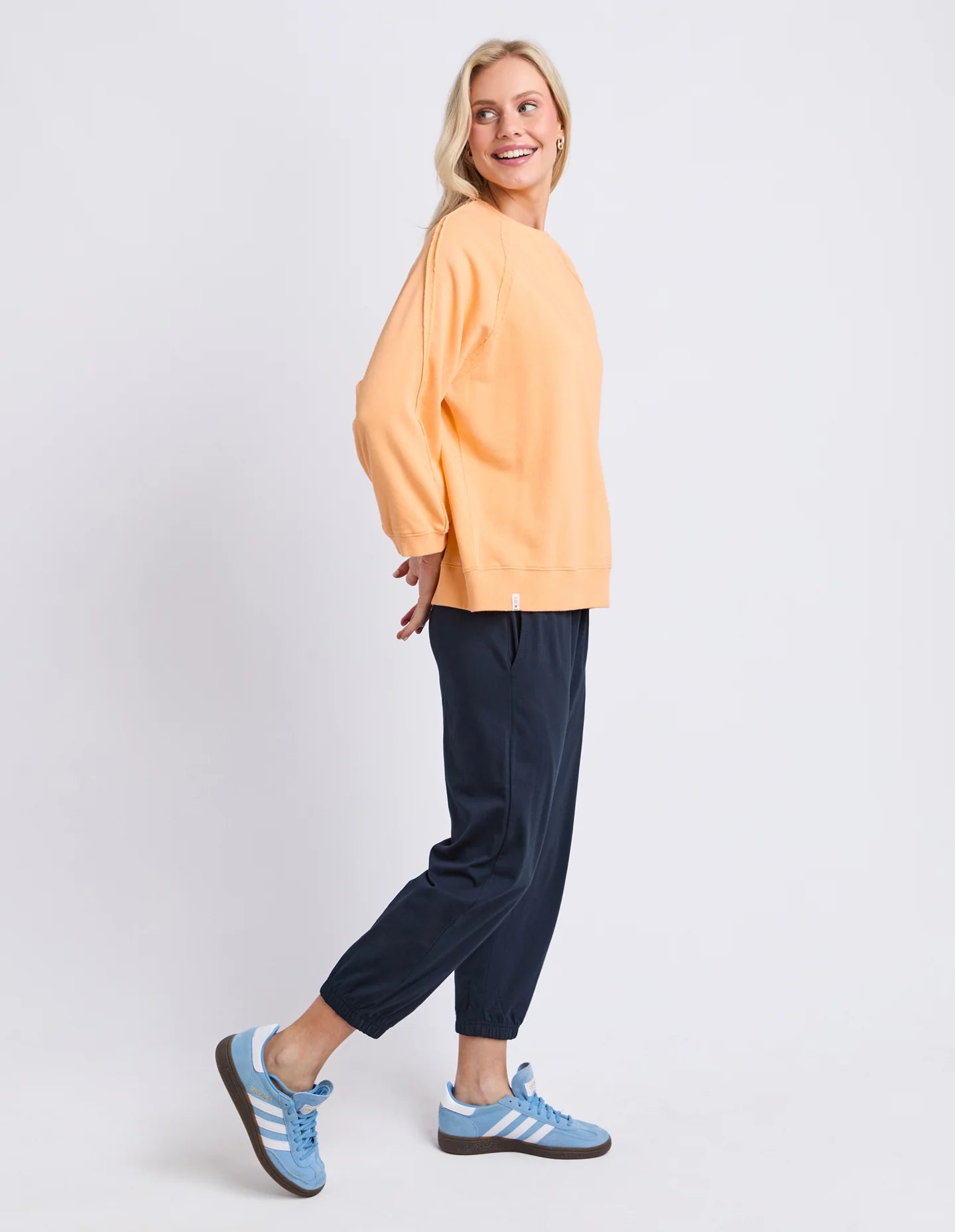 Elm Nessa Sweat - Peach | Relaxed Cotton Fleece Sweatshirt