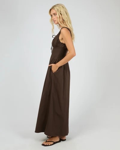 All About Eve Poppy Denim Dress – Brown | Women’s Cotton Denim Maxi