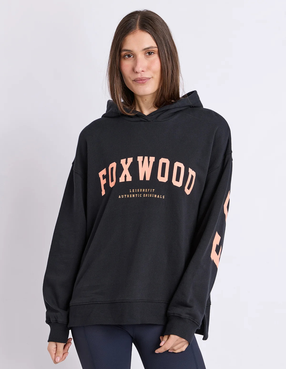 Foxwood Interval Hoodie - Black & Orange | Oversized Cotton Fleece