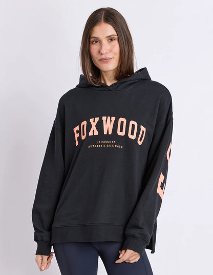 Foxwood Interval Hoodie - Black & Orange | Oversized Cotton Fleece