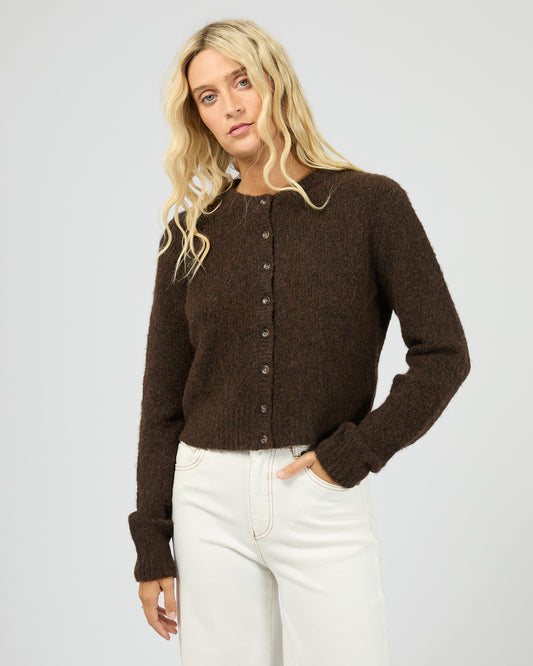 All About Eve Bayside Cardigan in Brown – front view
