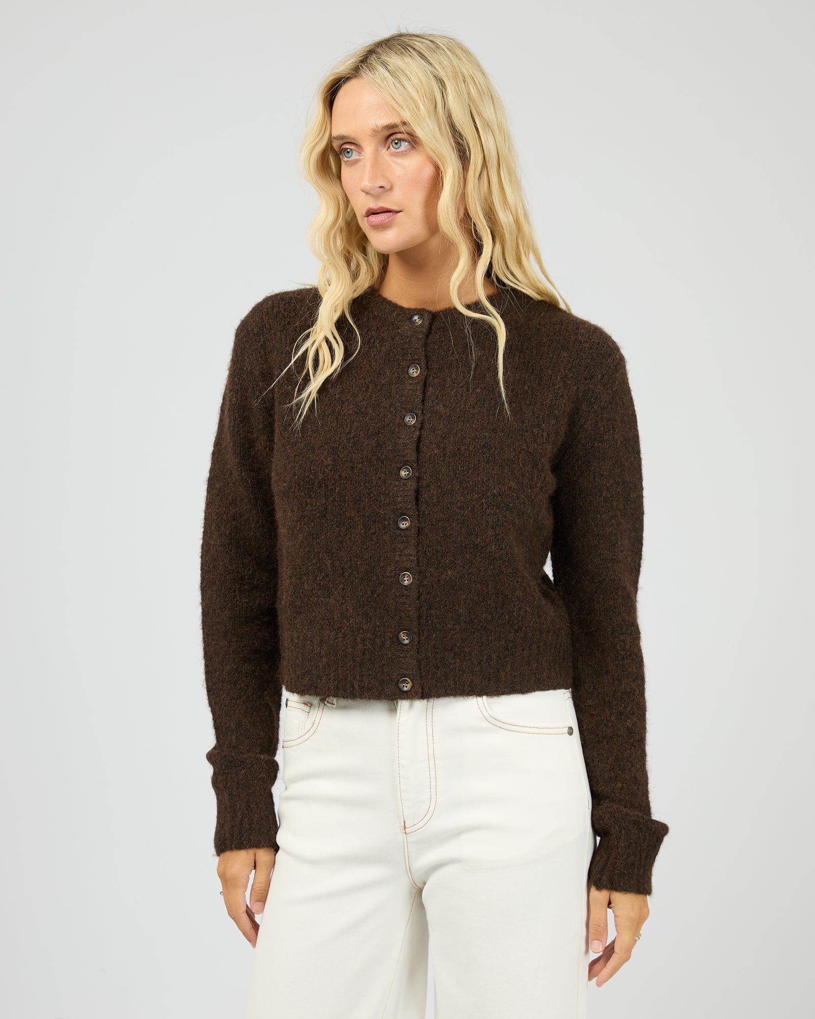 Women’s brown textured cardigan – AAE Bayside