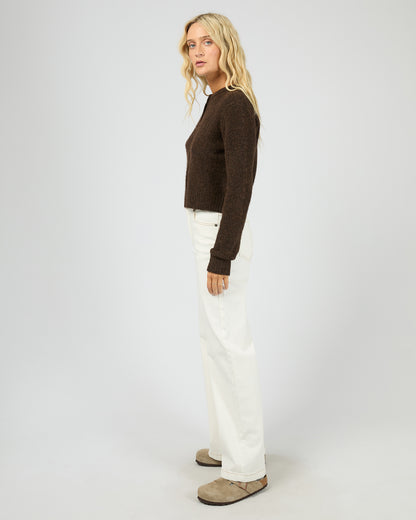 All About Eve Bayside Cardigan - Brown | Women’s Cropped Button Cardigan