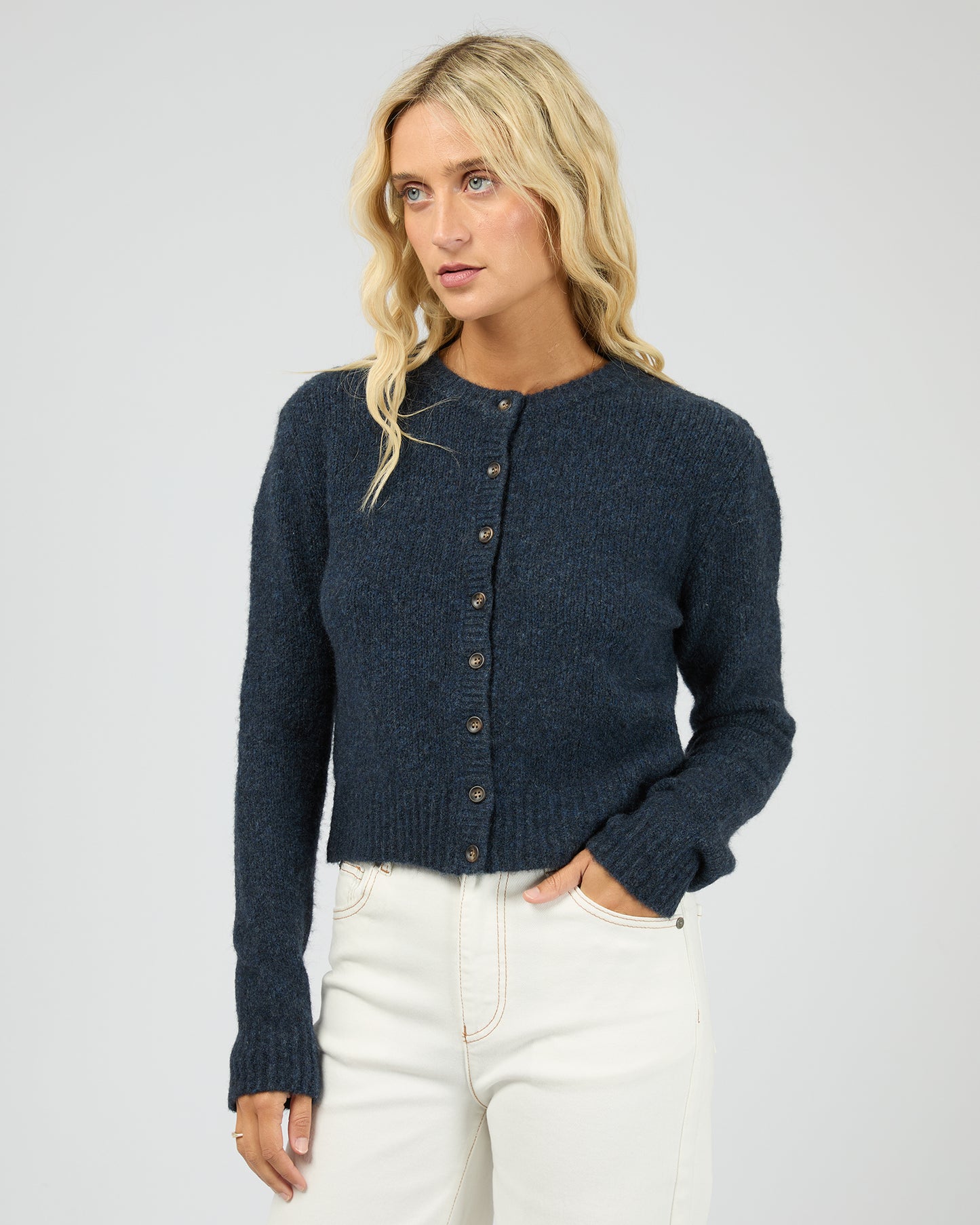 All About Eve Bayside Cardigan in Ink – front view