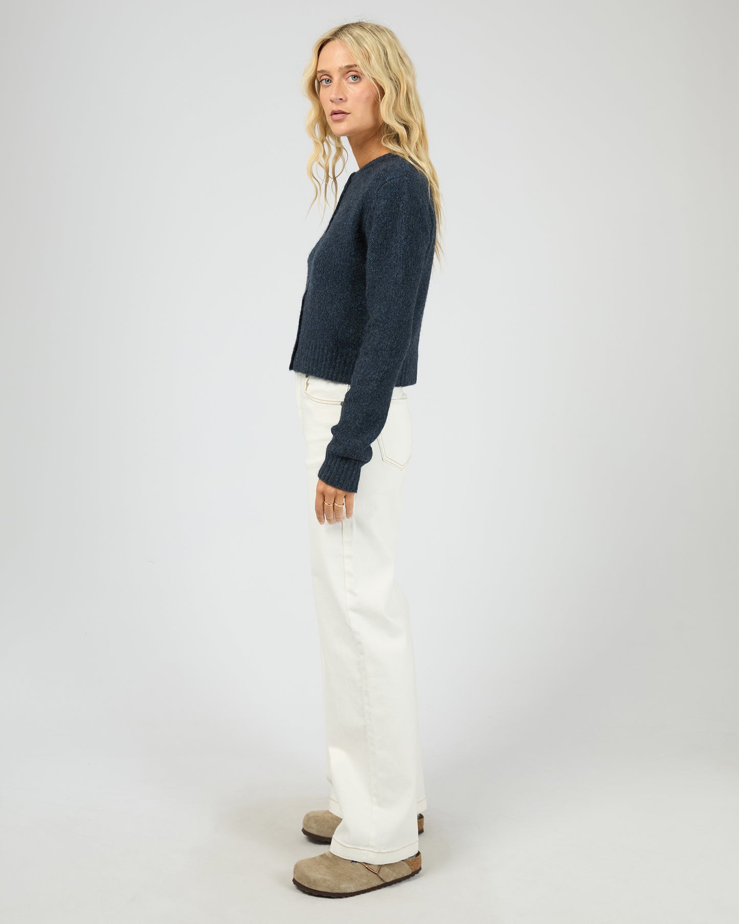 All About Eve Bayside Cardigan - Ink | Women’s Cropped Button Cardigan