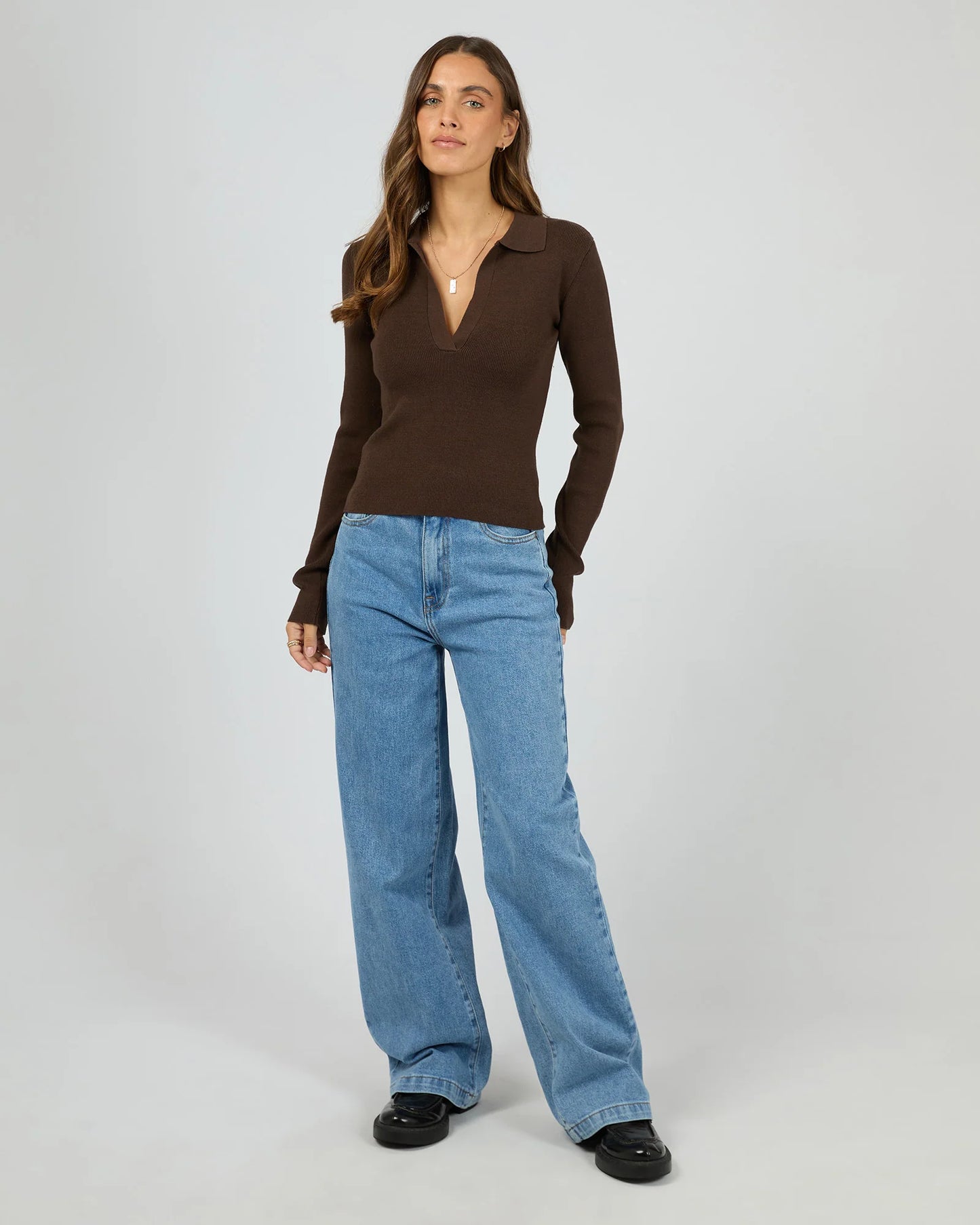 All About Eve Cecilia Knit - Brown | Women's Soft V Neck Knit Top