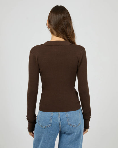 All About Eve Cecilia Knit - Brown | Women's Soft V Neck Knit Top
