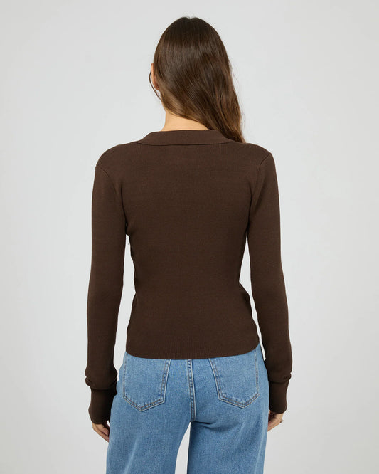 All About Eve Cecilia Knit - Brown | Women's Soft V Neck Knit Top