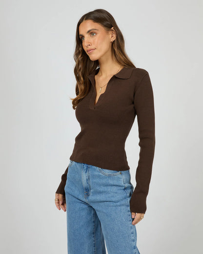 All About Eve Cecilia Knit - Brown | Women's Soft V Neck Knit Top