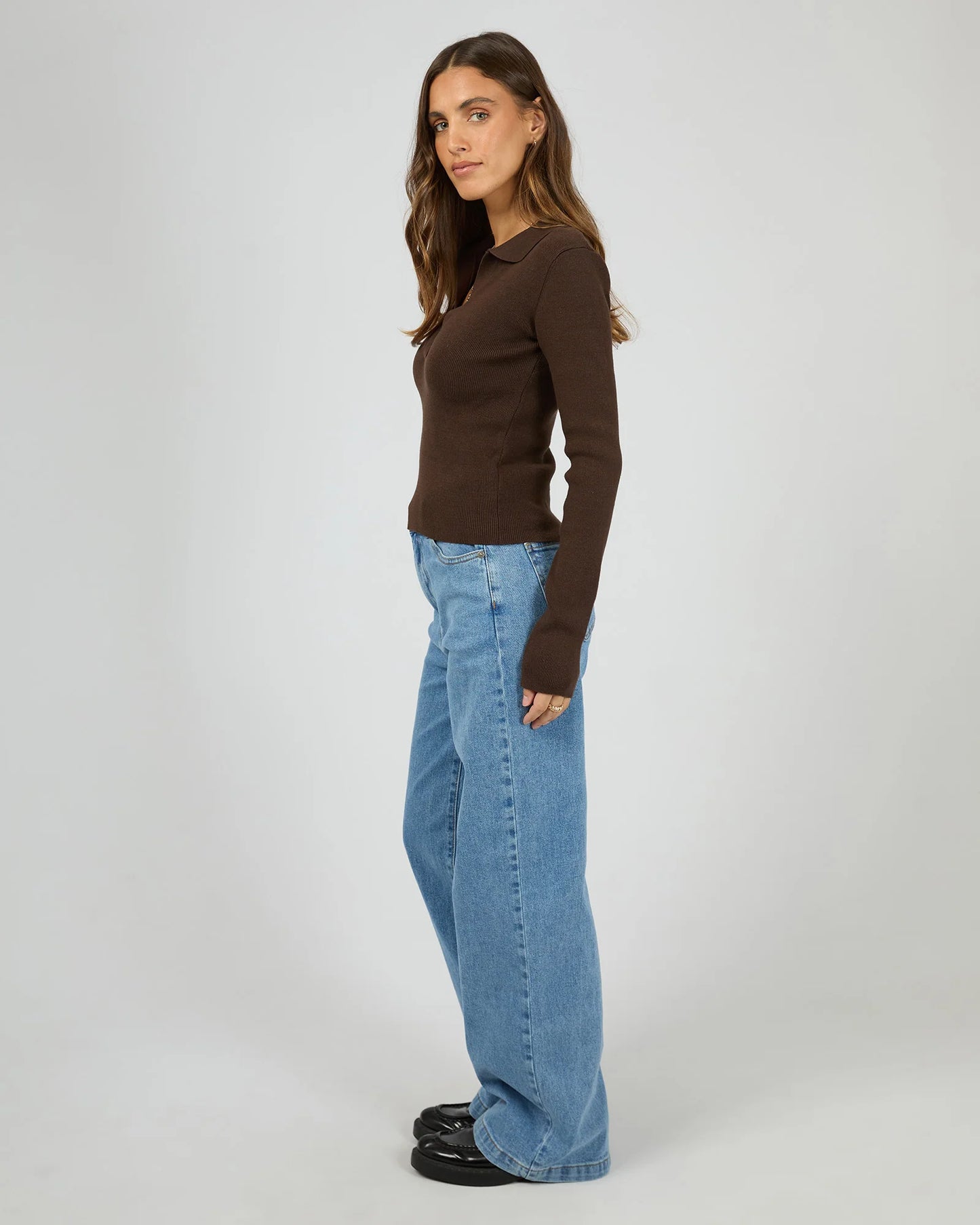 All About Eve Cecilia Knit - Brown | Women's Soft V Neck Knit Top