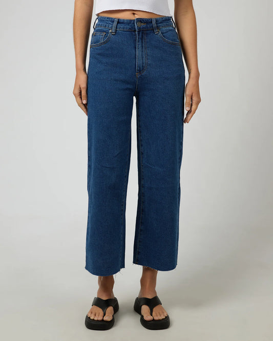 All About Eve Charlie High Rise Wide Leg Jean - Mid Blue | Women's Stretch Denim Jeans