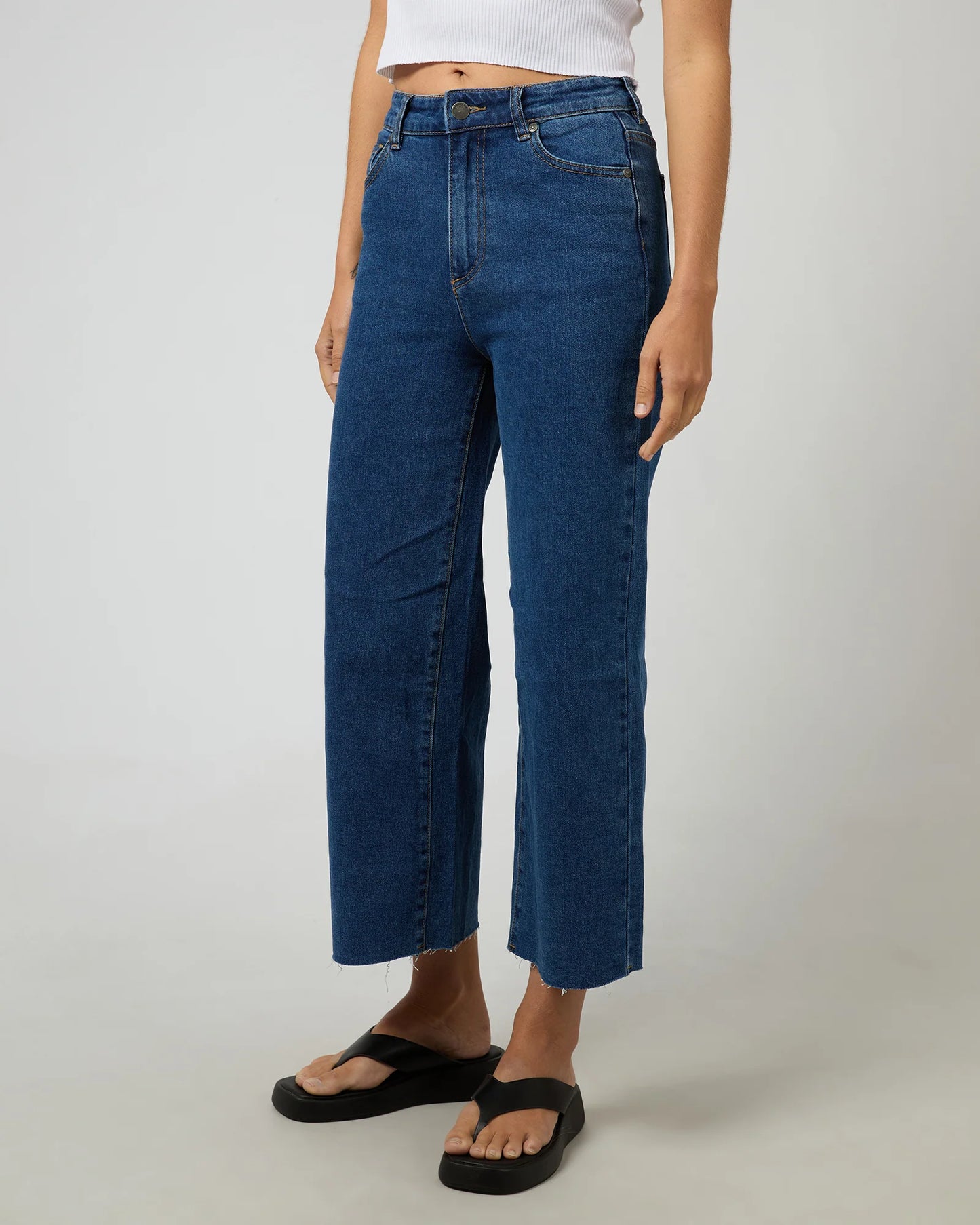 All About Eve Charlie High Rise Wide Leg Jean - Mid Blue | Women's Stretch Denim Jeans