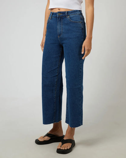 All About Eve Charlie High Rise Wide Leg Jean - Mid Blue | Women's Stretch Denim Jeans