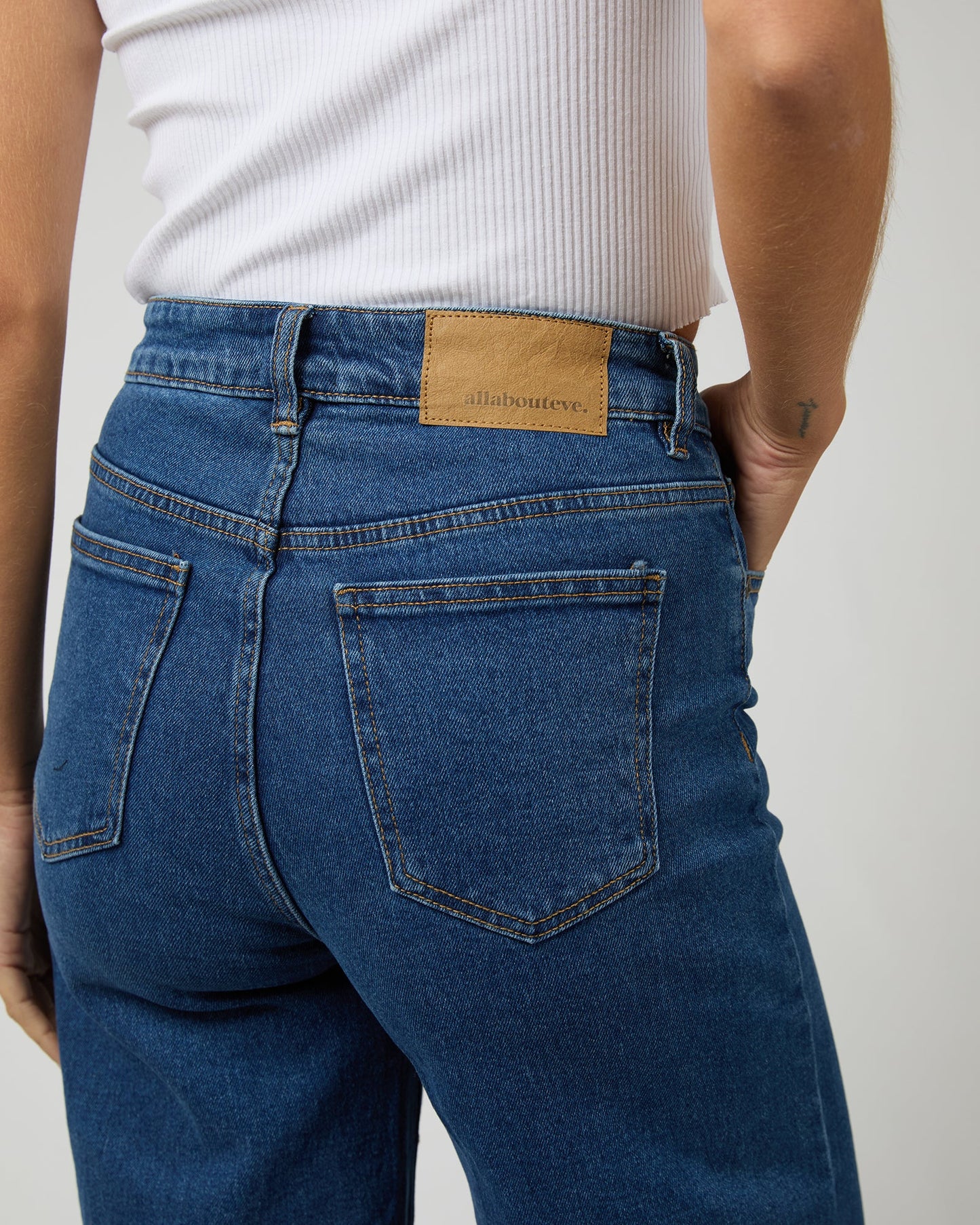 All About Eve Charlie High Rise Wide Leg Jean - Mid Blue | Women's Stretch Denim Jeans