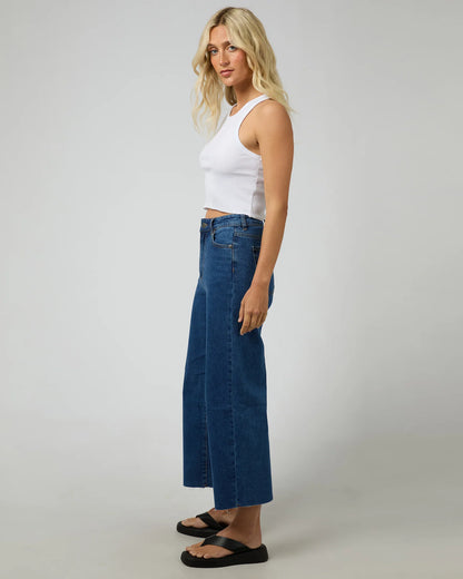 All About Eve Charlie High Rise Wide Leg Jean - Mid Blue | Women's Stretch Denim Jeans