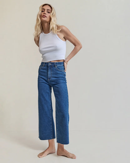 All About Eve Charlie High Rise Wide Leg Jean - Mid Blue | Women's Stretch Denim Jeans