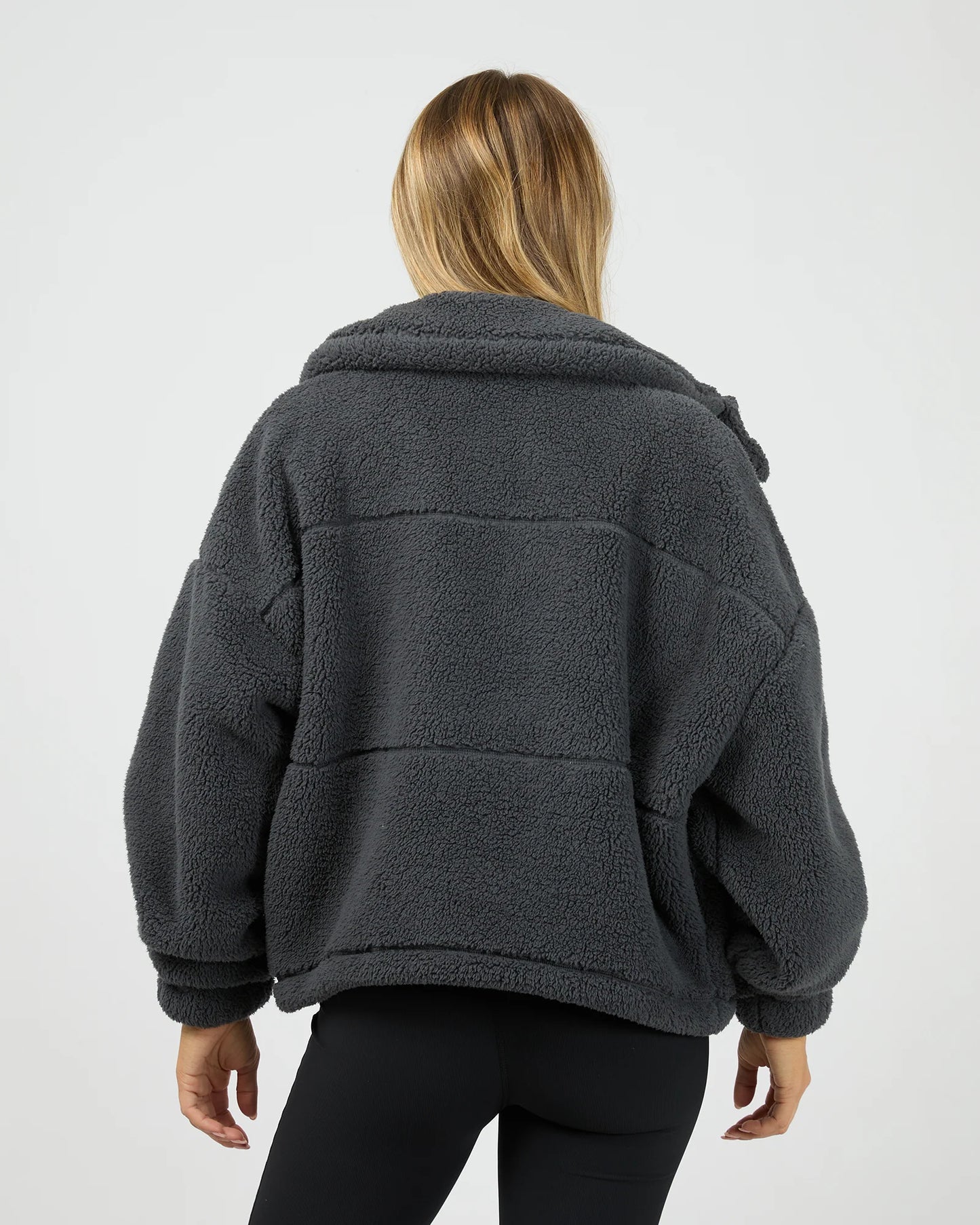 All About Eve Cosy Club Teddy Jacket - Charcoal | Women's Teddy Fleece Zip Jacket
