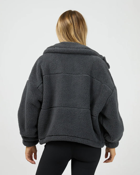 All About Eve Cosy Club Teddy Jacket - Charcoal | Women's Teddy Fleece Zip Jacket