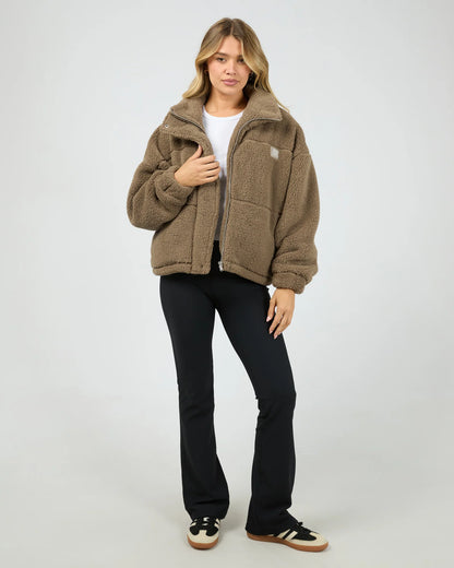 All About Eve Cosy Club Teddy Jacket - Mocha | Women's Teddy Fleece Zip Jacket