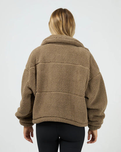 All About Eve Cosy Club Teddy Jacket - Mocha | Women's Teddy Fleece Zip Jacket