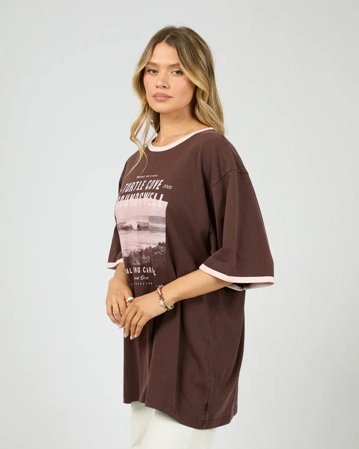 All About Eve Cove Oversized Tee - Brown | Vintage Surf Graphic Tee