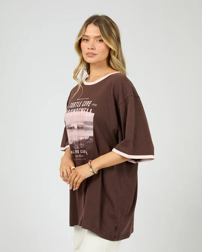 All About Eve Cove Oversized Tee - Brown | Vintage Surf Graphic Tee