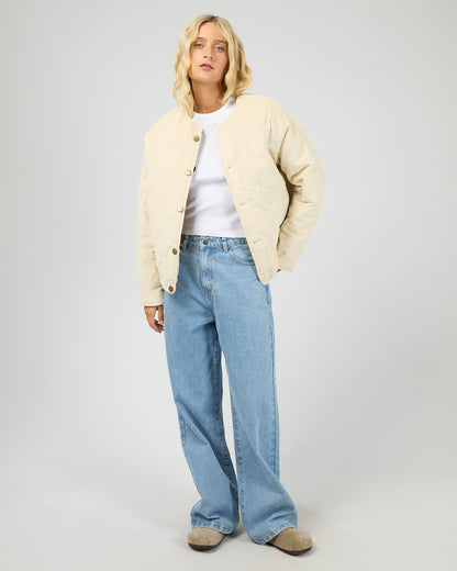 All About Eve Indra Jacket - Check Chalk | Women's Quilted Cord Reversible Jacket