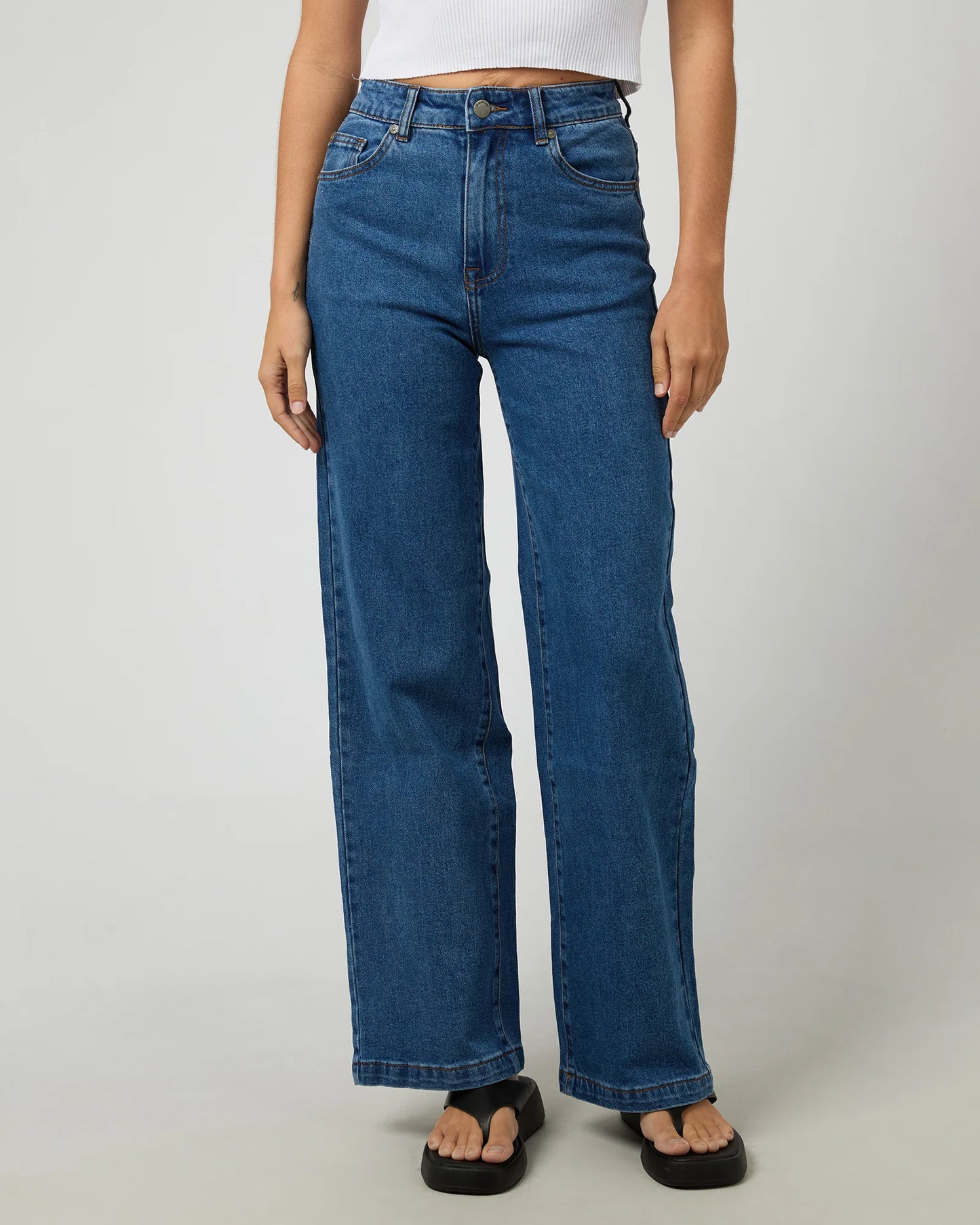 All About Eve Jacqui Wide Leg Jean - Heritage Blue | Women's High Rise Stretch Denim Jeans