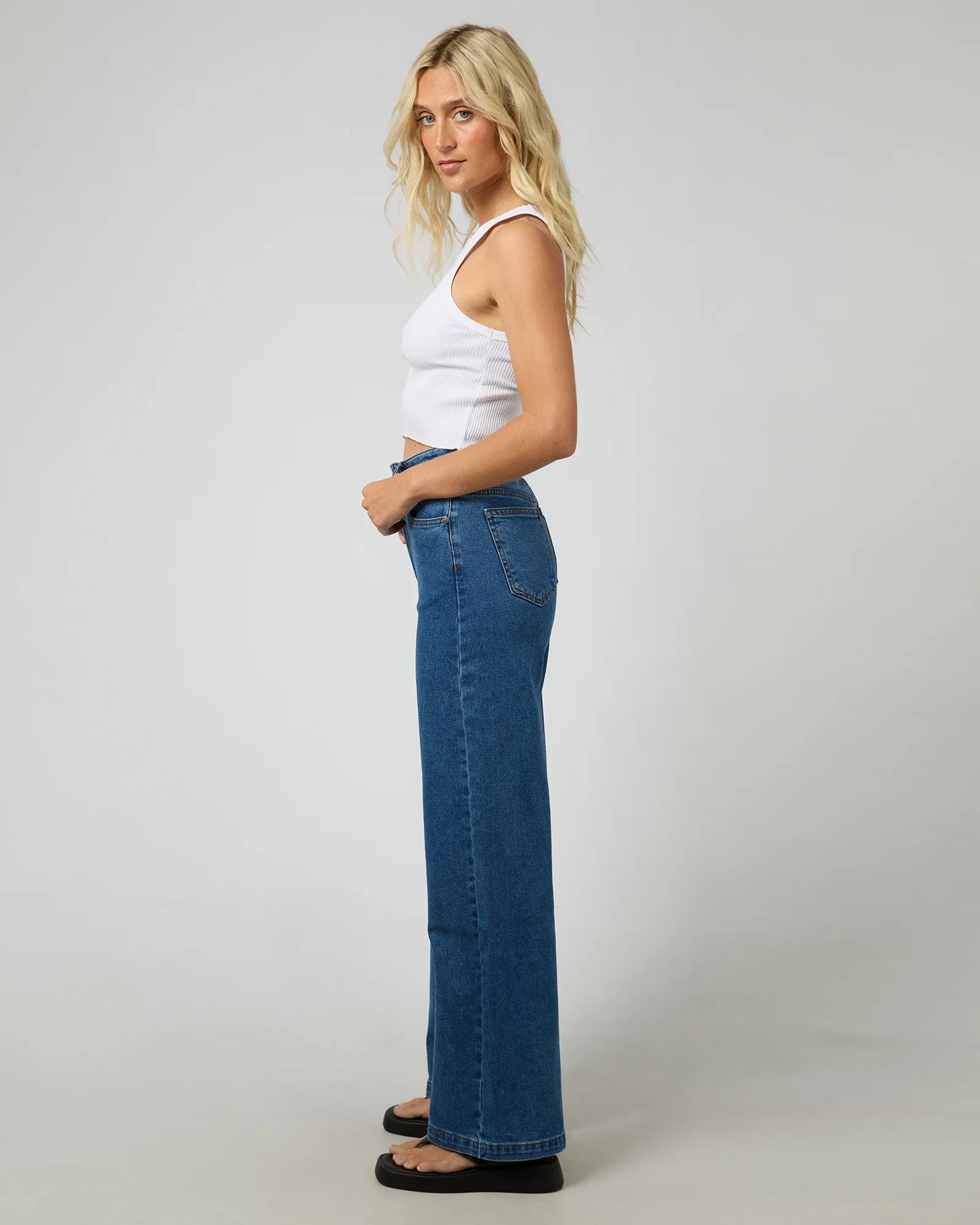 All About Eve Jacqui Wide Leg Jean - Heritage Blue | Women's High Rise Stretch Denim Jeans